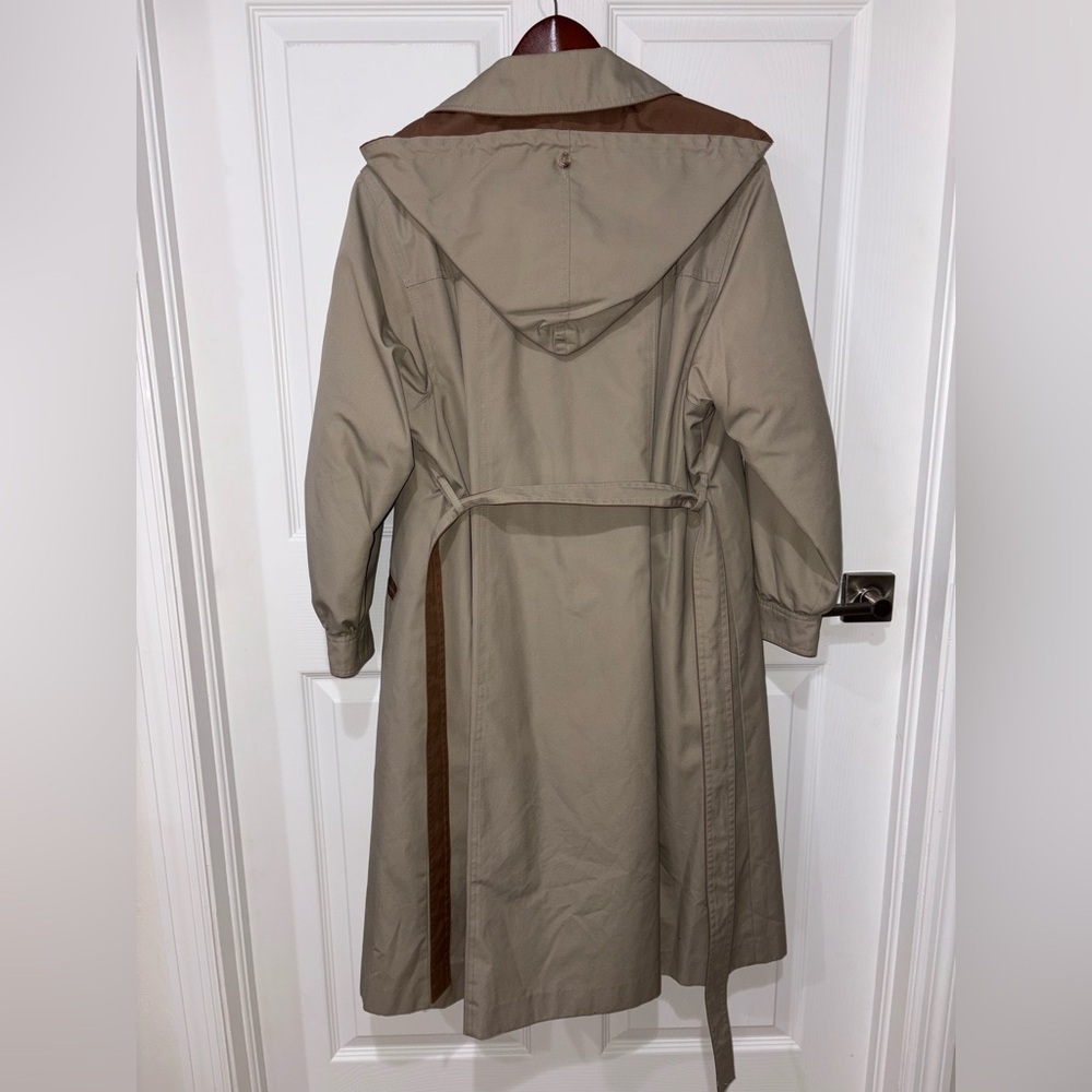 Vintage Windsor Bay Trench Coat Petite 16 Tan Belted Jacket Classic - Picture 9 of 12